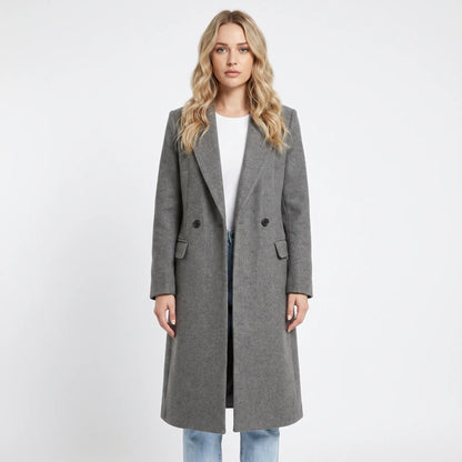 Women's Wool Blend Coat Double-Breasted Tailored Winter Overcoat Edenforth