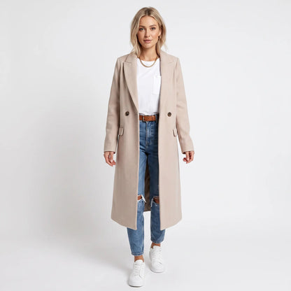 Women's Wool Blend Coat Double-Breasted Tailored Winter Overcoat Edenforth
