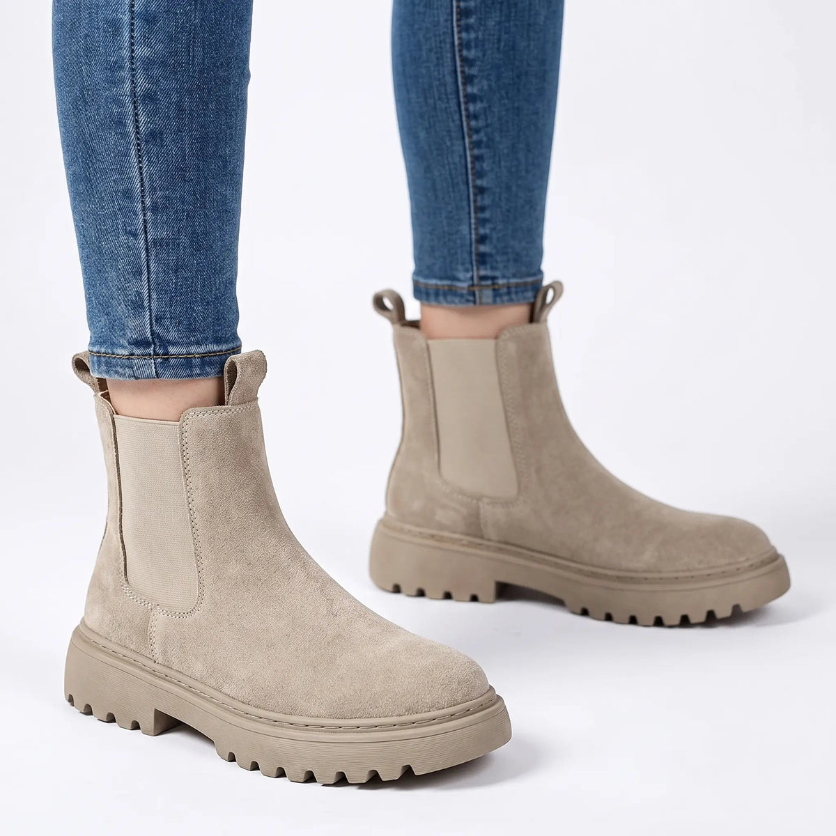 Women's Suede Chelsea Chunky Platform Sole Ankle Winter Boots Edenforth