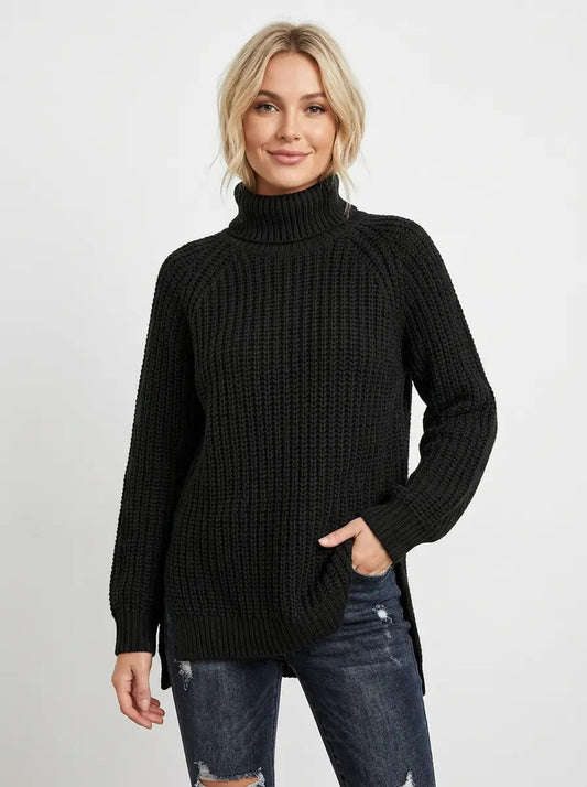 Women's Chunky Knit Turtleneck Winter Sweater Oversized Balloon Sleeve Edenforth