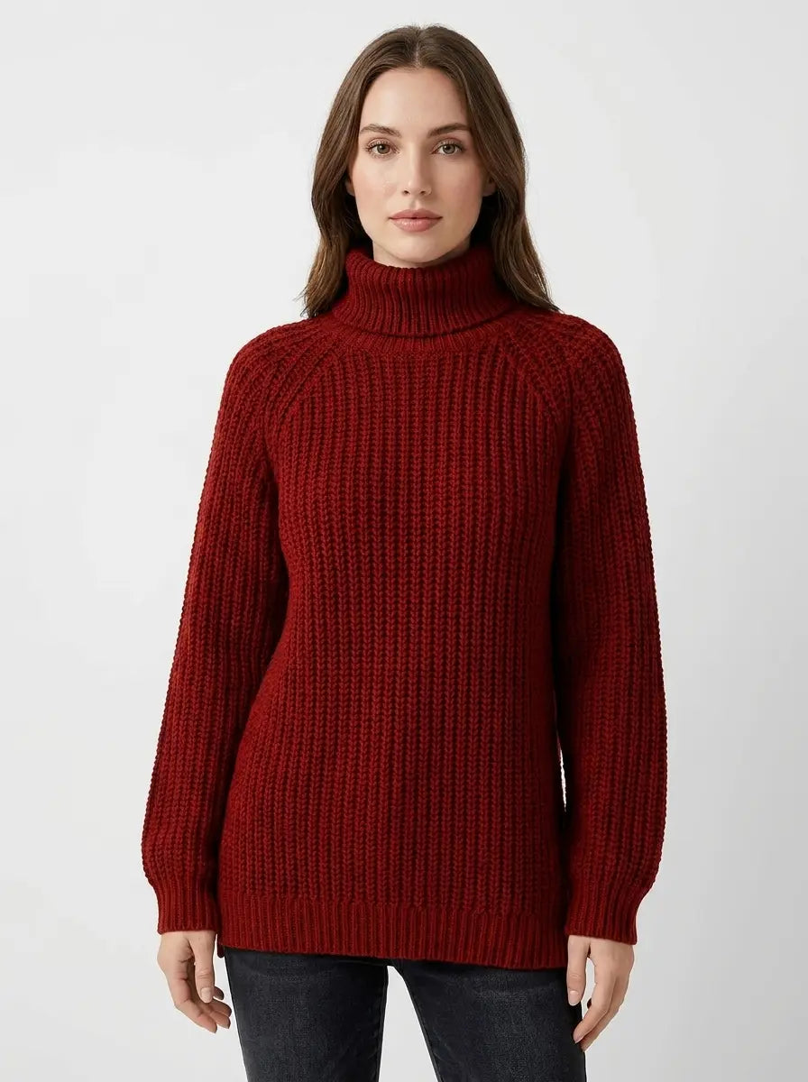 Women's Chunky Knit Turtleneck Winter Sweater Oversized Balloon Sleeve Edenforth