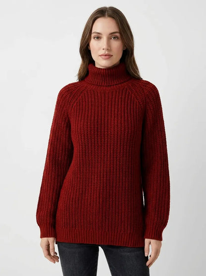 Women's Chunky Knit Turtleneck Winter Sweater Oversized Balloon Sleeve Edenforth
