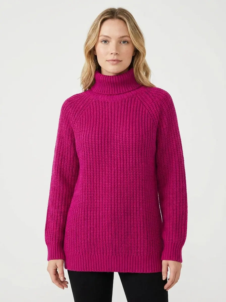 Women's Chunky Knit Turtleneck Winter Sweater Oversized Balloon Sleeve Edenforth