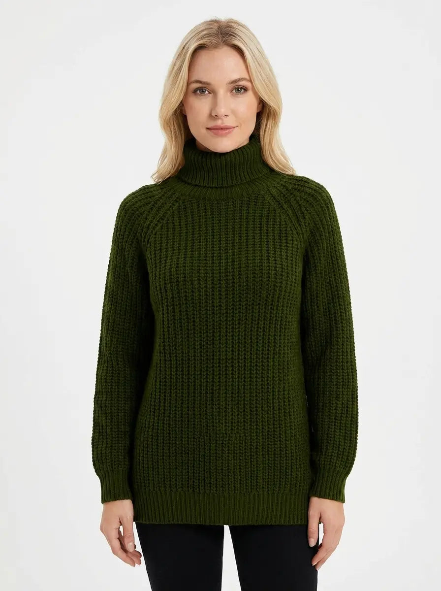 Women's Chunky Knit Turtleneck Winter Sweater Oversized Balloon Sleeve Edenforth