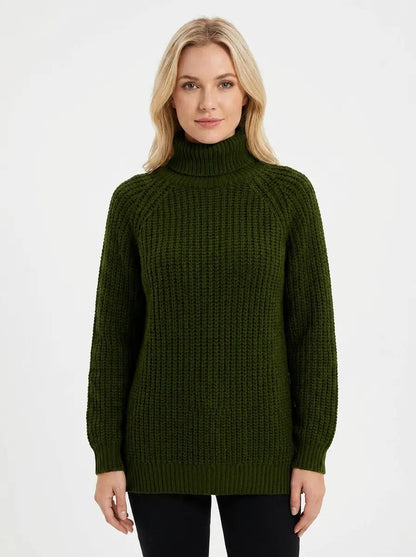 Women's Chunky Knit Turtleneck Winter Sweater Oversized Balloon Sleeve Edenforth