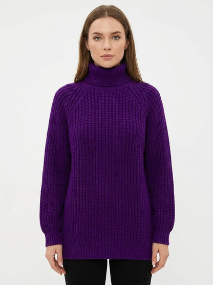 Women's Chunky Knit Turtleneck Winter Sweater Oversized Balloon Sleeve Edenforth