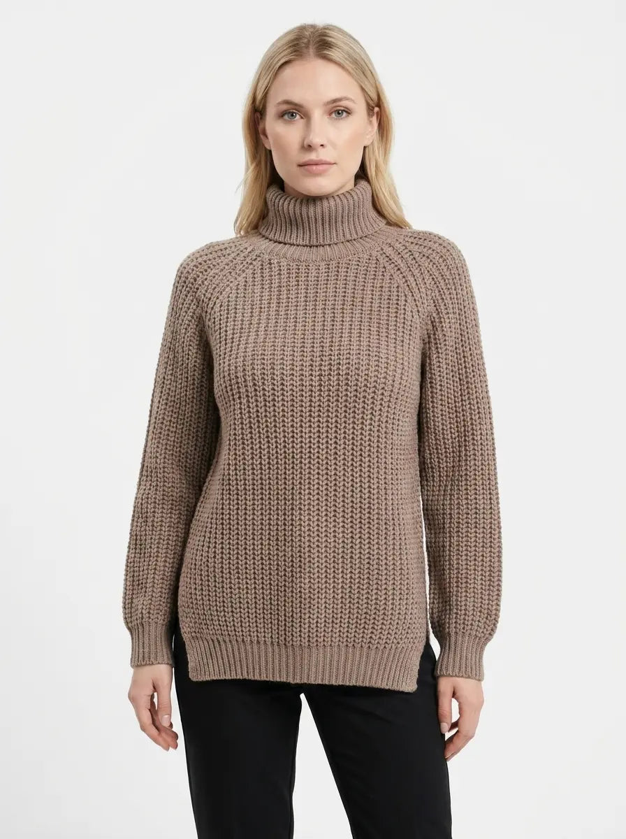 Women's Chunky Knit Turtleneck Winter Sweater Oversized Balloon Sleeve Edenforth