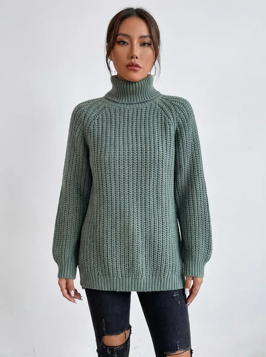 Women's Chunky Knit Turtleneck Winter Sweater Oversized Balloon Sleeve Edenforth