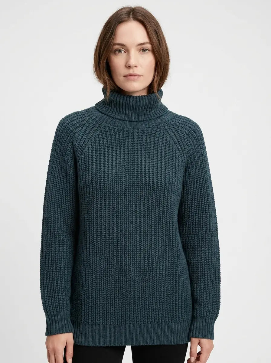 Women's Chunky Knit Turtleneck Winter Sweater Oversized Balloon Sleeve Edenforth