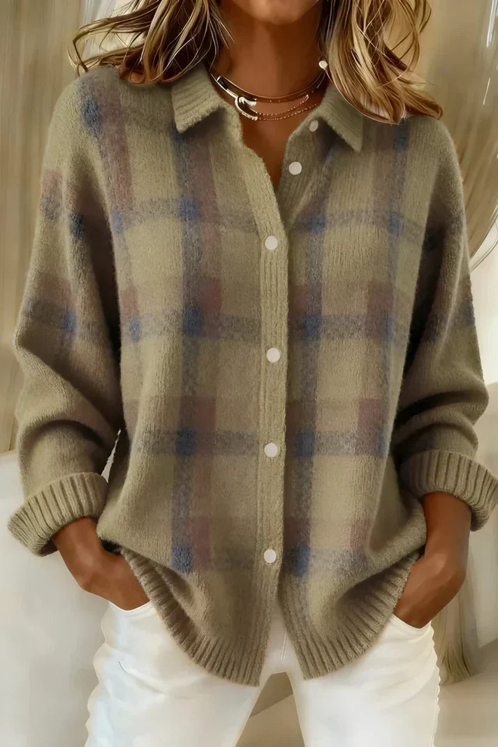 Women's Longline Button-Front Cardigan Relaxed Fit Brown