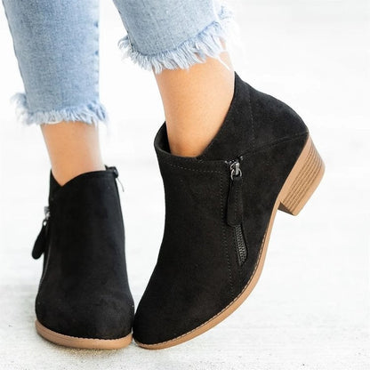 Thick-Heel Side-Zip Ankle Boots mutualdropshopping