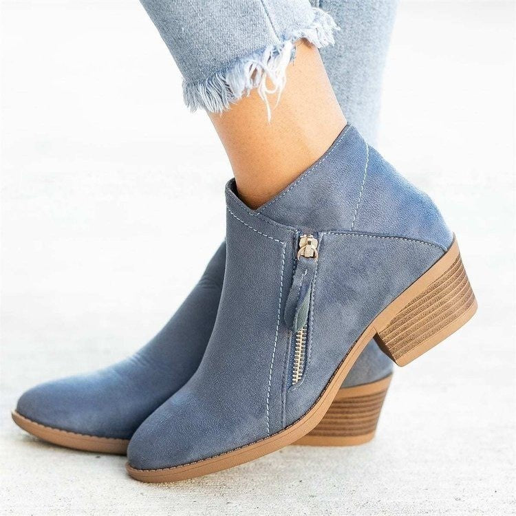 Thick-Heel Side-Zip Ankle Boots mutualdropshopping