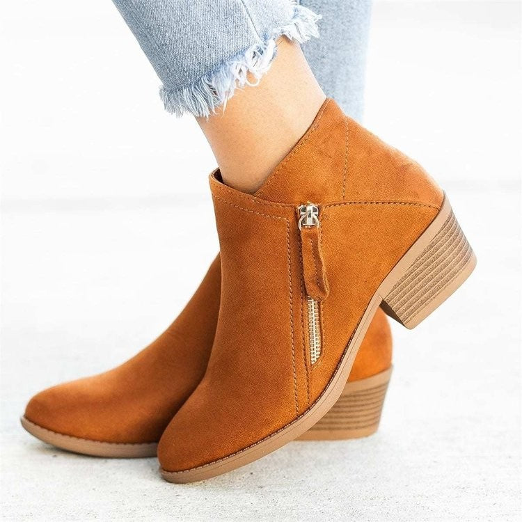 Thick-Heel Side-Zip Ankle Boots mutualdropshopping