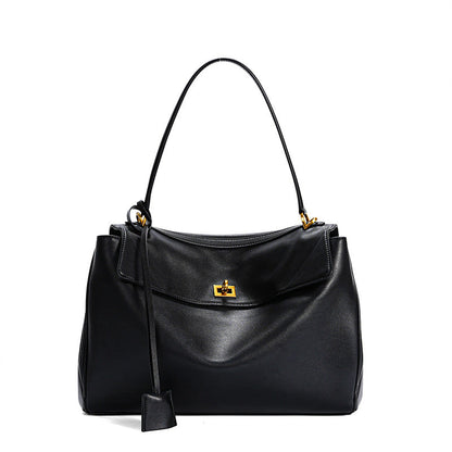 Women's Leather Shoulder Bag Large Capacity Crossbody Tote Gold Hardware Edenforth