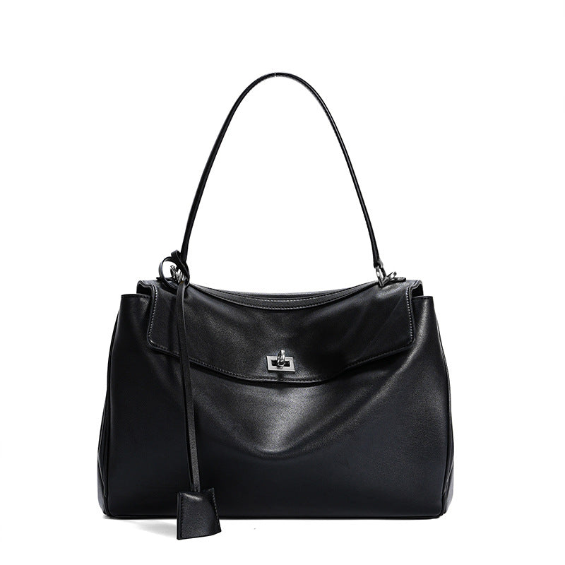Women's Leather Shoulder Bag Large Capacity Crossbody Tote Gold Hardware Edenforth