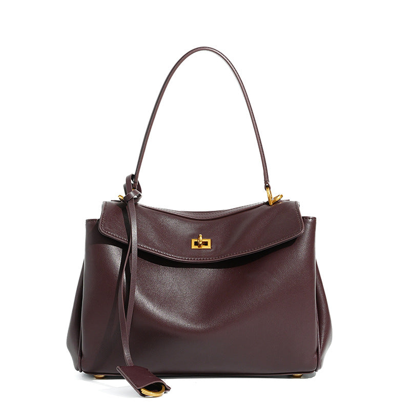 Women's Leather Shoulder Bag Large Capacity Crossbody Tote Gold Hardware Edenforth