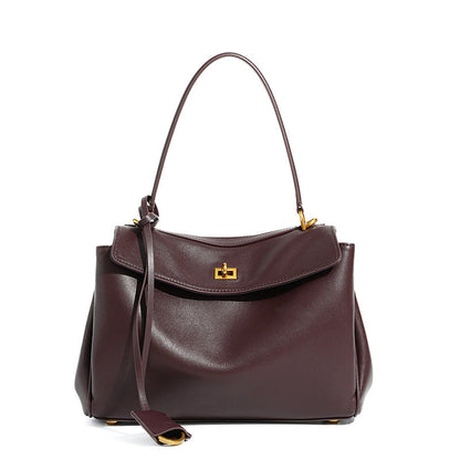 Women's Leather Shoulder Bag Large Capacity Crossbody Tote Gold Hardware Edenforth