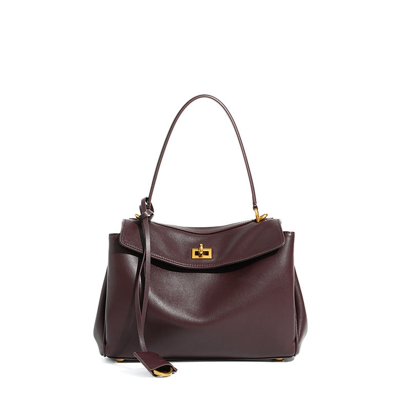 Women's Leather Shoulder Bag Large Capacity Crossbody Tote Gold Hardware Edenforth