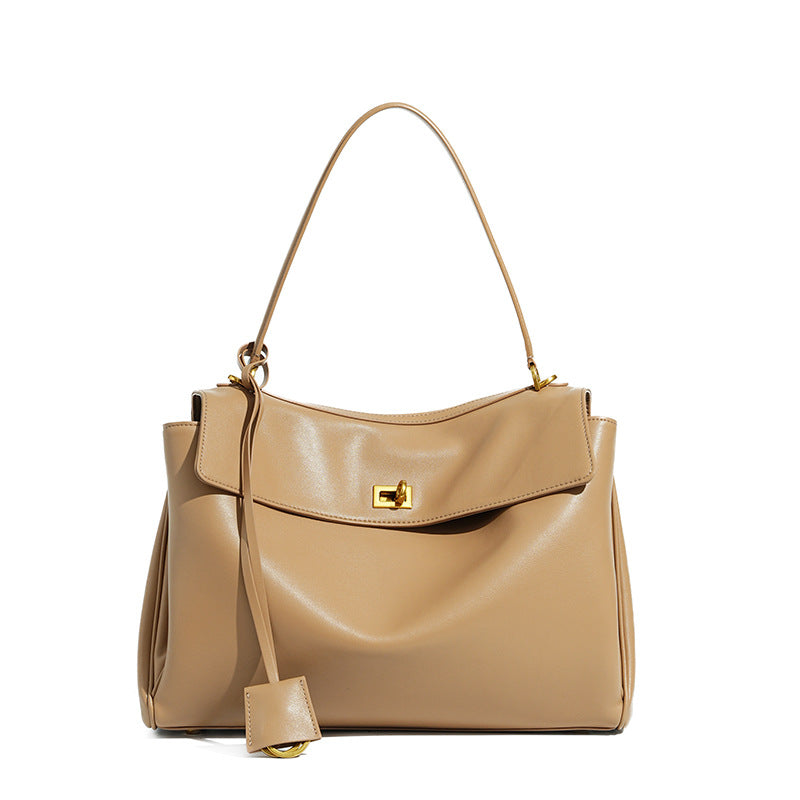 Women's Leather Shoulder Bag Large Capacity Crossbody Tote Gold Hardware Edenforth