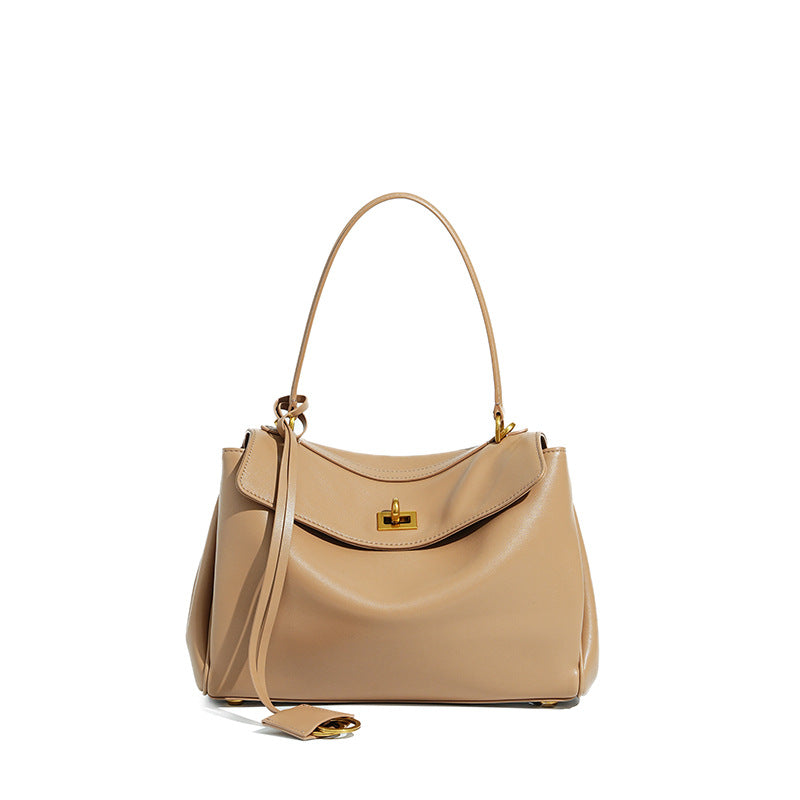 Women's Leather Shoulder Bag Large Capacity Crossbody Tote Gold Hardware Edenforth