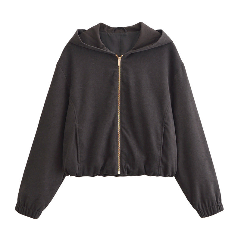 Women's Cropped Hooded Jacket and Wide-Leg Pants Set Loungewear Two-Piece Edenforth