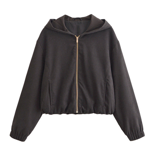 Women's Cropped Hooded Jacket and Wide-Leg Pants Set Loungewear Two-Piece Edenforth