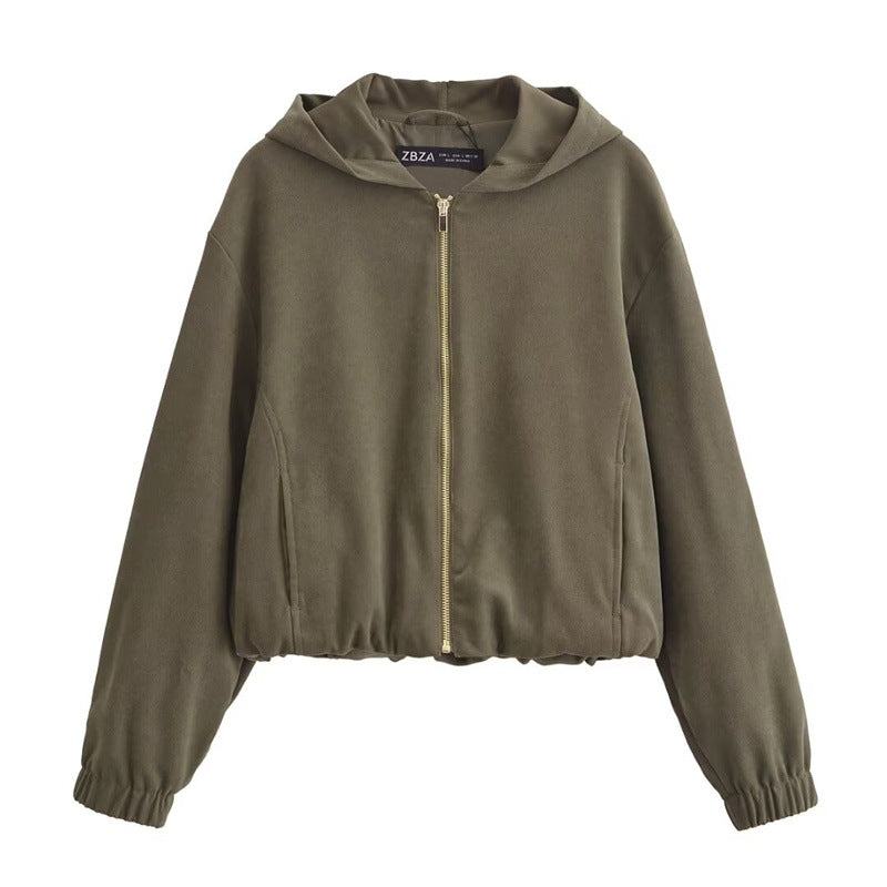 Women's Cropped Hooded Jacket and Wide-Leg Pants Set Loungewear Two-Piece Edenforth