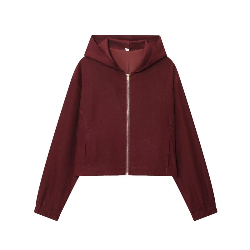 Women's Cropped Hooded Jacket and Wide-Leg Pants Set Loungewear Two-Piece Edenforth