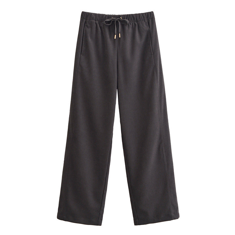 Women's Cropped Hooded Jacket and Wide-Leg Pants Set Loungewear Two-Piece Edenforth