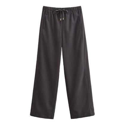 Women's Cropped Hooded Jacket and Wide-Leg Pants Set Loungewear Two-Piece Edenforth