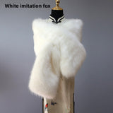 White Faux Fox Wide Shawl
