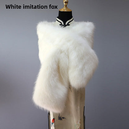 Women's Faux-Fur Stole Wrap Crossover Shawl Evening Cape Winter Scarf Edenforth