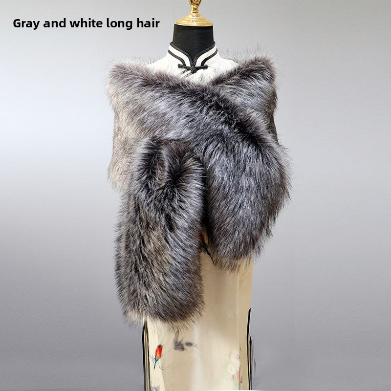Women's Faux-Fur Stole Wrap Crossover Shawl Evening Cape Winter Scarf Edenforth
