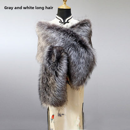 Women's Faux-Fur Stole Wrap Crossover Shawl Evening Cape Winter Scarf Edenforth