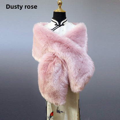 Women's Faux-Fur Stole Wrap Crossover Shawl Evening Cape Winter Scarf Edenforth