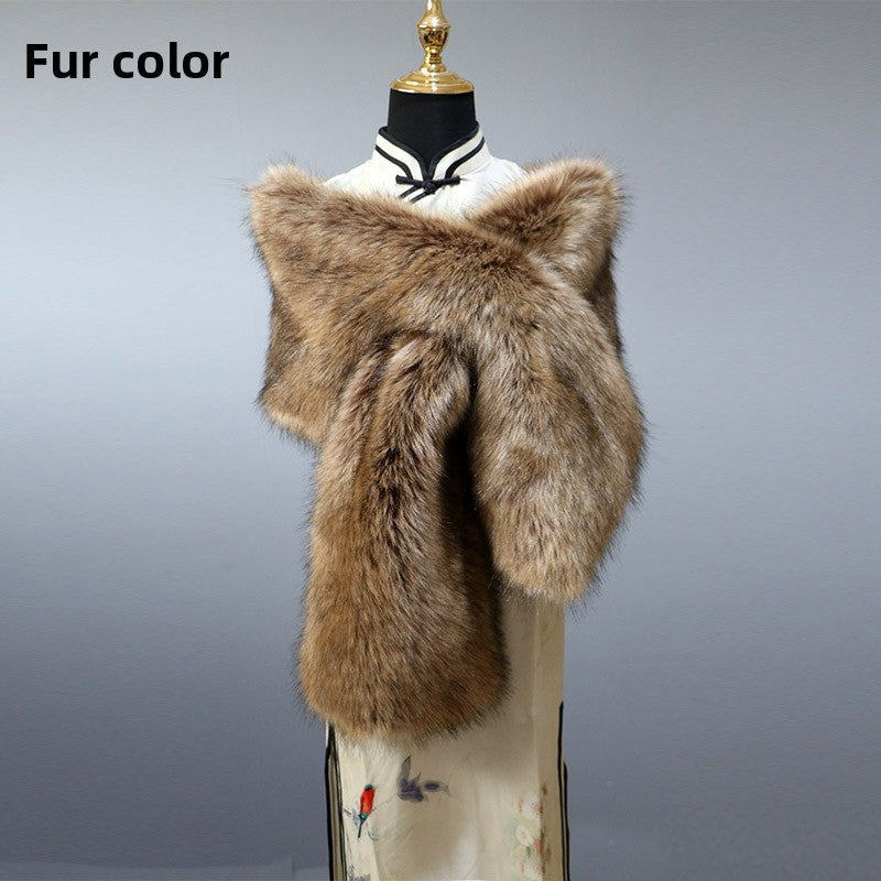 Women's Faux-Fur Stole Wrap Crossover Shawl Evening Cape Winter Scarf Edenforth