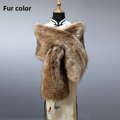 Women's Faux-Fur Stole Wrap Crossover Shawl Evening Cape Winter Scarf Edenforth
