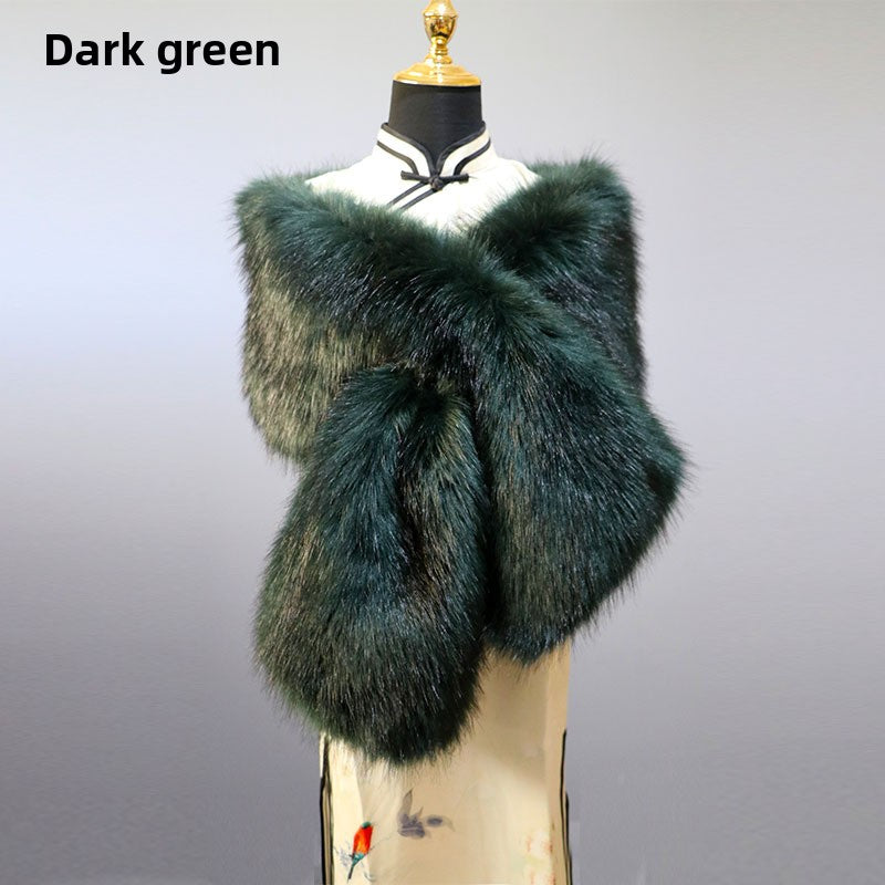 Women's Faux-Fur Stole Wrap Crossover Shawl Evening Cape Winter Scarf Edenforth