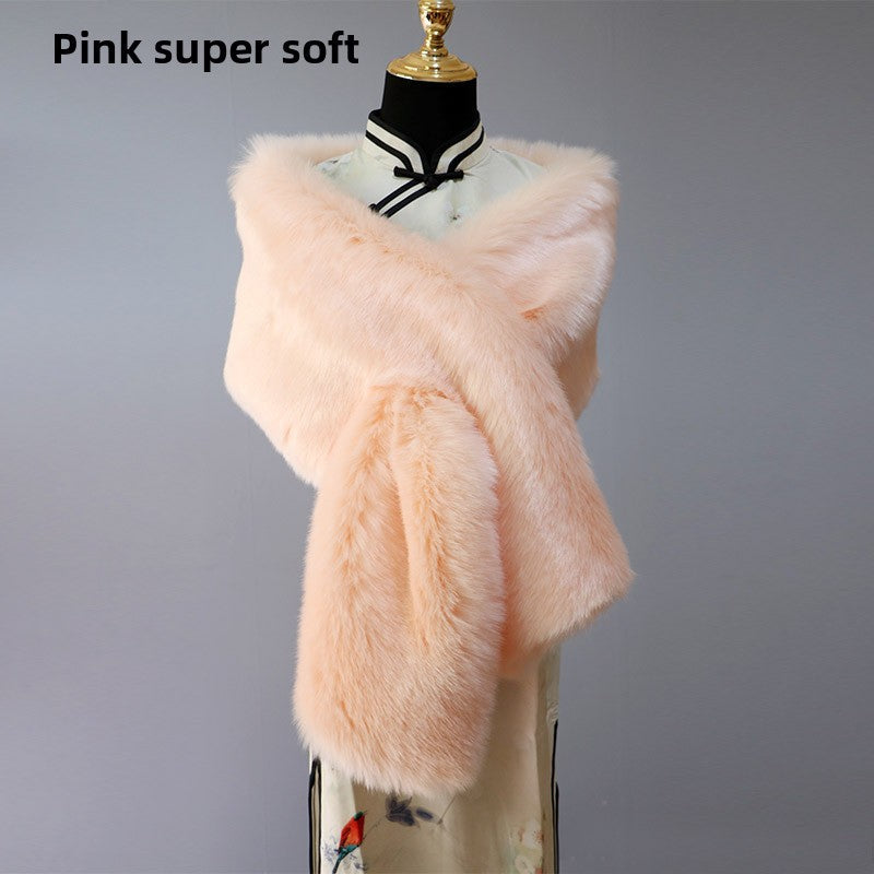 Women's Faux-Fur Stole Wrap Crossover Shawl Evening Cape Winter Scarf Edenforth