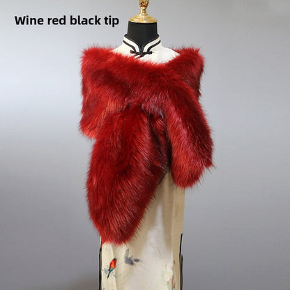 Women's Faux-Fur Stole Wrap Crossover Shawl Evening Cape Winter Scarf Edenforth