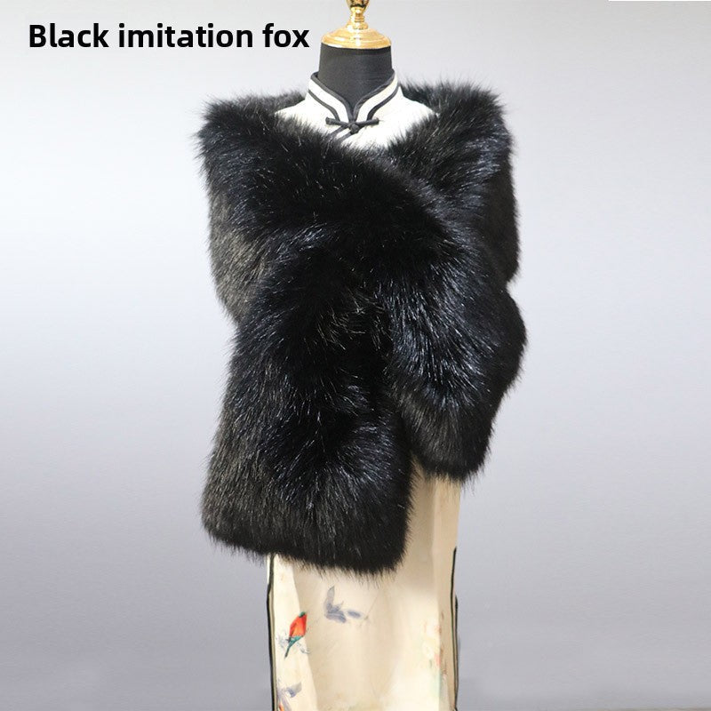 Women's Faux-Fur Stole Wrap Crossover Shawl Evening Cape Winter Scarf Edenforth
