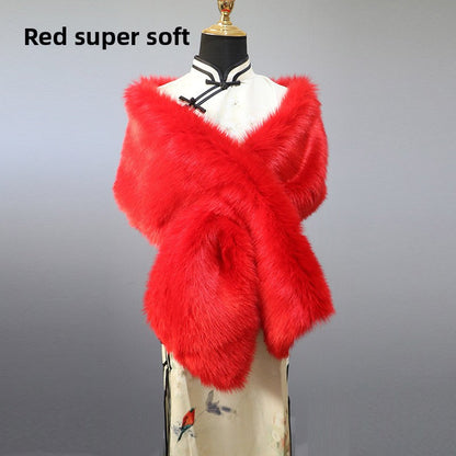 Women's Faux-Fur Stole Wrap Crossover Shawl Evening Cape Winter Scarf Edenforth