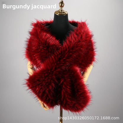 Women's Faux-Fur Stole Wrap Crossover Shawl Evening Cape Winter Scarf Edenforth