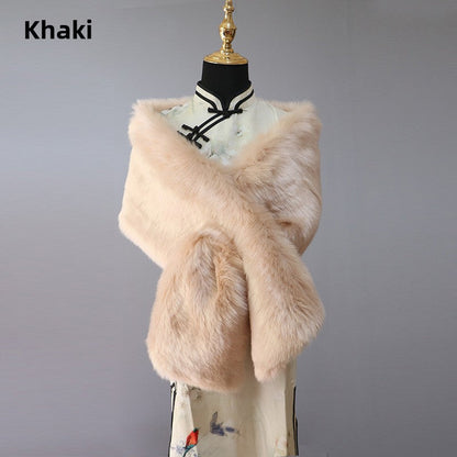 Women's Faux-Fur Stole Wrap Crossover Shawl Evening Cape Winter Scarf Edenforth