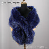 Dark Blue Jacquard Wide Shawl