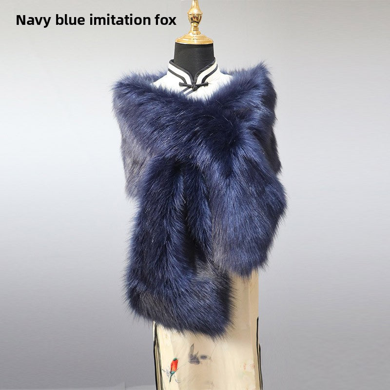 Women's Faux-Fur Stole Wrap Crossover Shawl Evening Cape Winter Scarf Edenforth