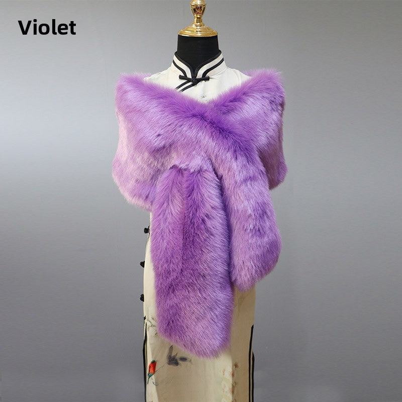 Women's Faux-Fur Stole Wrap Crossover Shawl Evening Cape Winter Scarf Edenforth