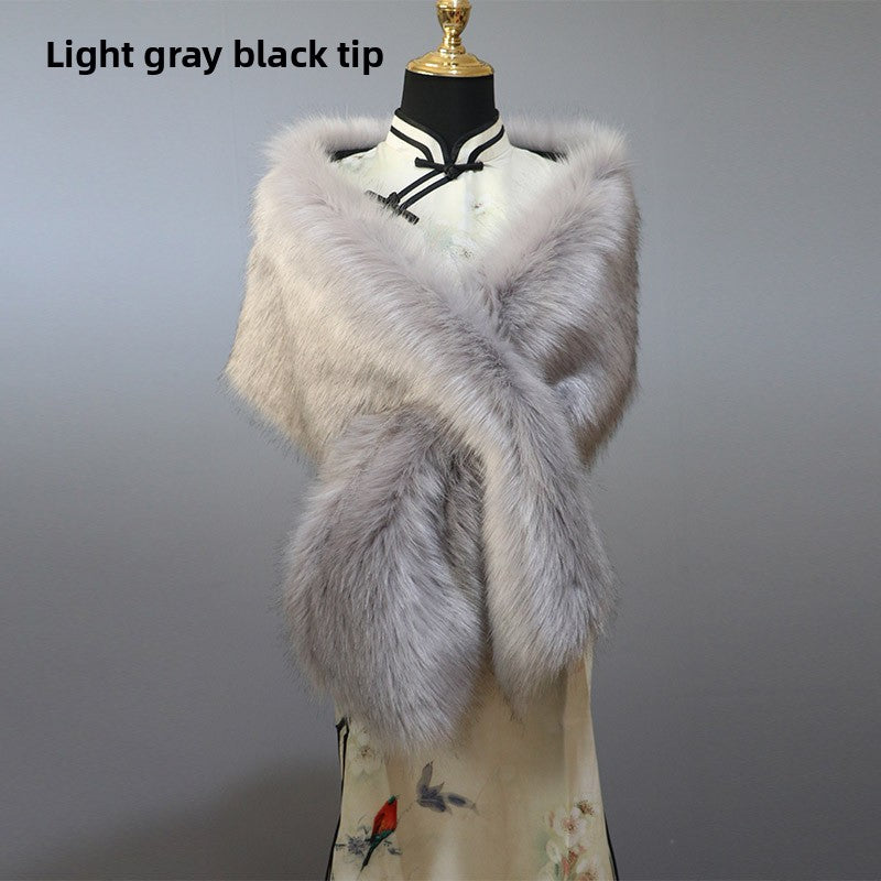 Women's Faux-Fur Stole Wrap Crossover Shawl Evening Cape Winter Scarf Edenforth