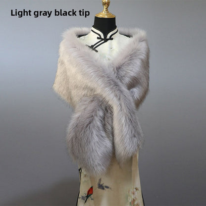 Women's Faux-Fur Stole Wrap Crossover Shawl Evening Cape Winter Scarf Edenforth