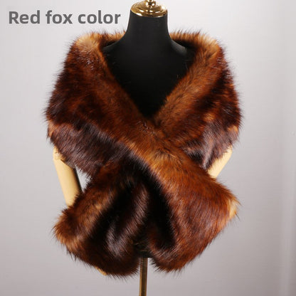 Women's Faux-Fur Stole Wrap Crossover Shawl Evening Cape Winter Scarf Edenforth